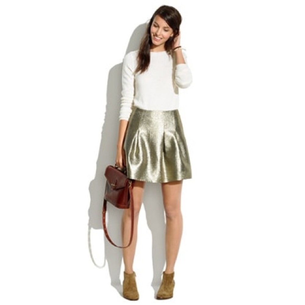 Madewell Shimmer Skirt in Metallic Gold Size 2